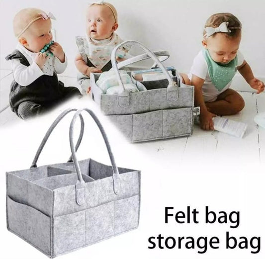 Baby Diaper Caddy Organizer, Foldable Felt Storage Bag with Multi Pockets and Flexible Compartments