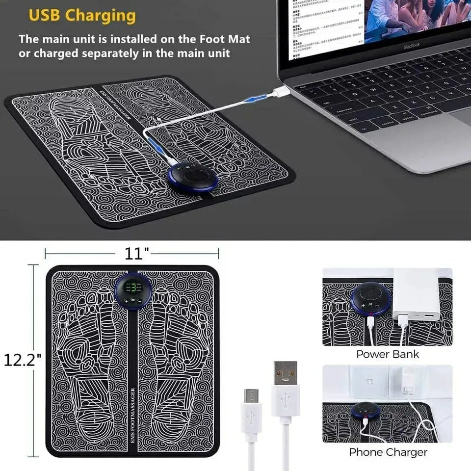 Electric EMS Foot Massager, Foldable Electric Foot Massage Mat, Acupressure Mat, Muscle Stimulation Foot Massager, Physiotherapy Foot Massager Pad, Leg Detox Spa Mat