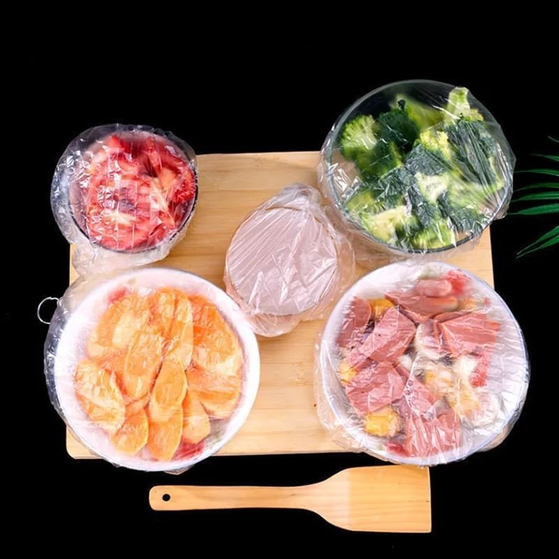 100 pcs Disposable Food Cover Plastic Wrap Elastic Food Lids