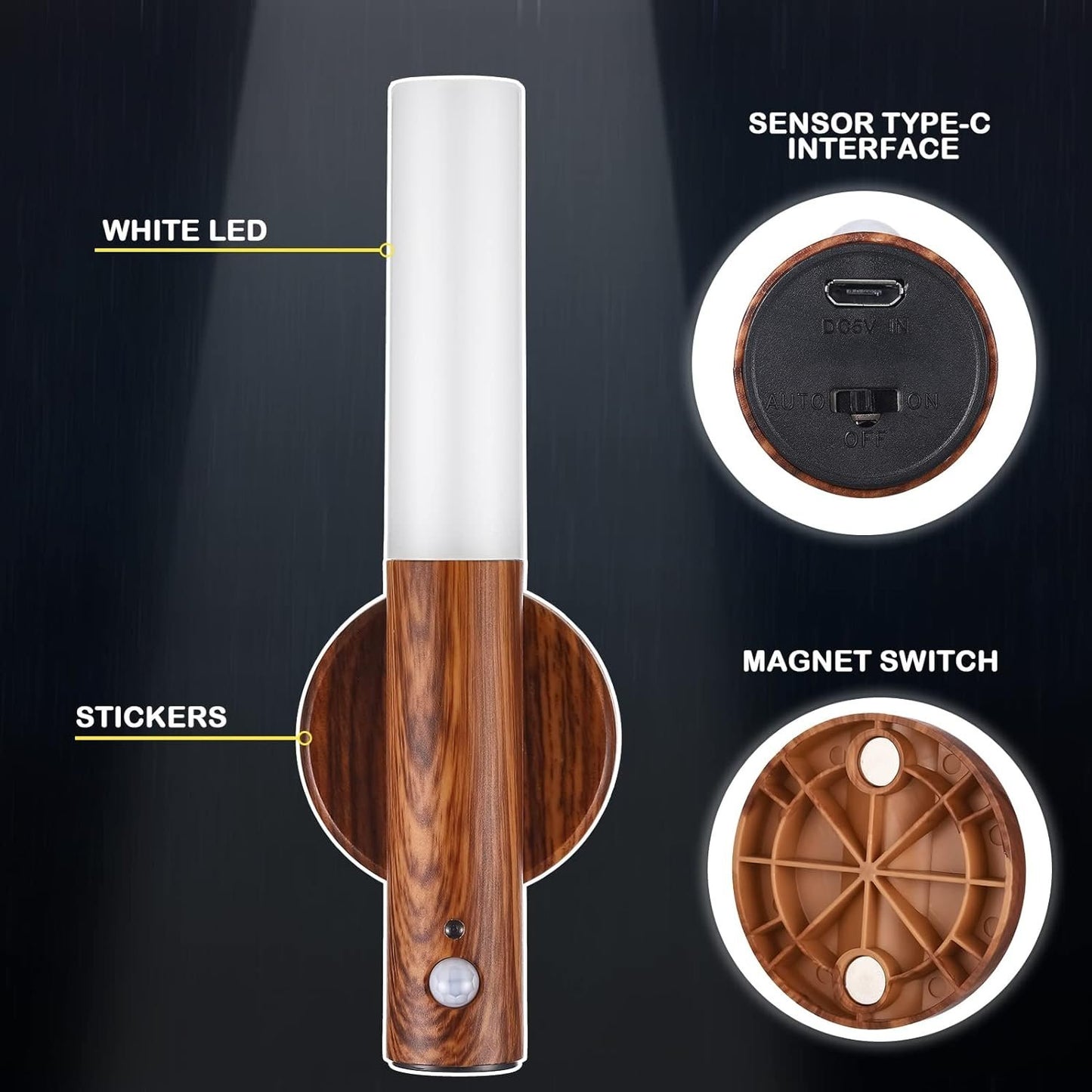 Led Induction Motion detect Sensor Scone Light Rechargeable