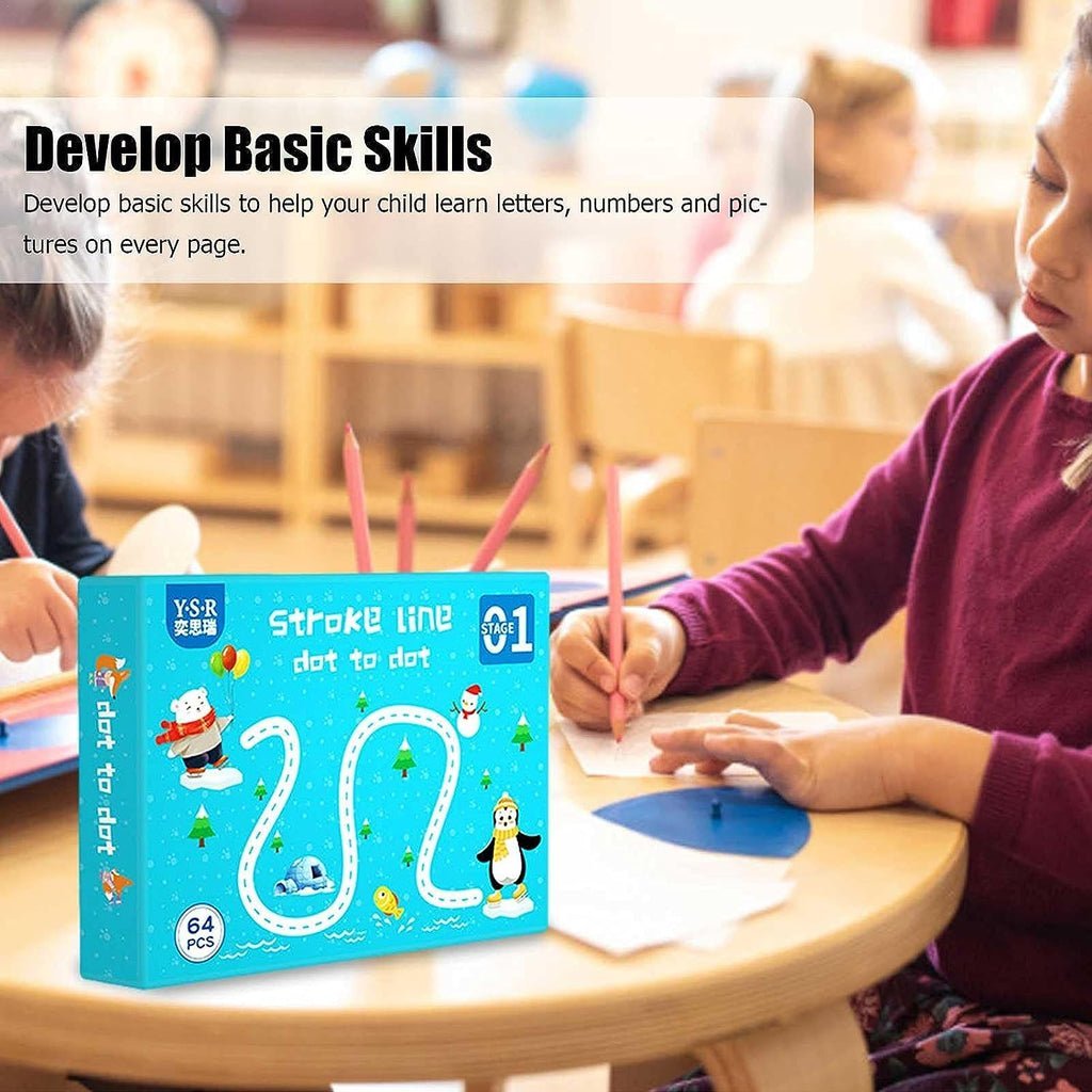 Reusable Educational Tracing Book – 64 Pages + Markers & Eraser for Kids 64 Pages