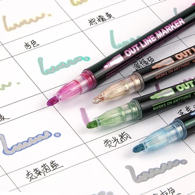 12 Colors Outline Art Markers