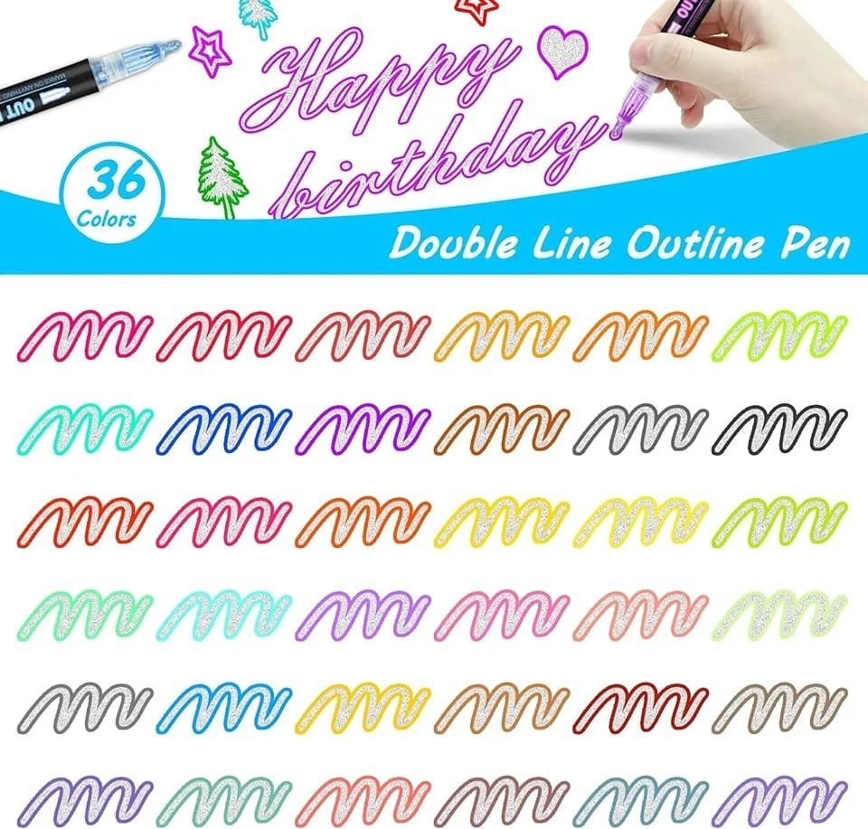 12 Colors Outline Art Markers