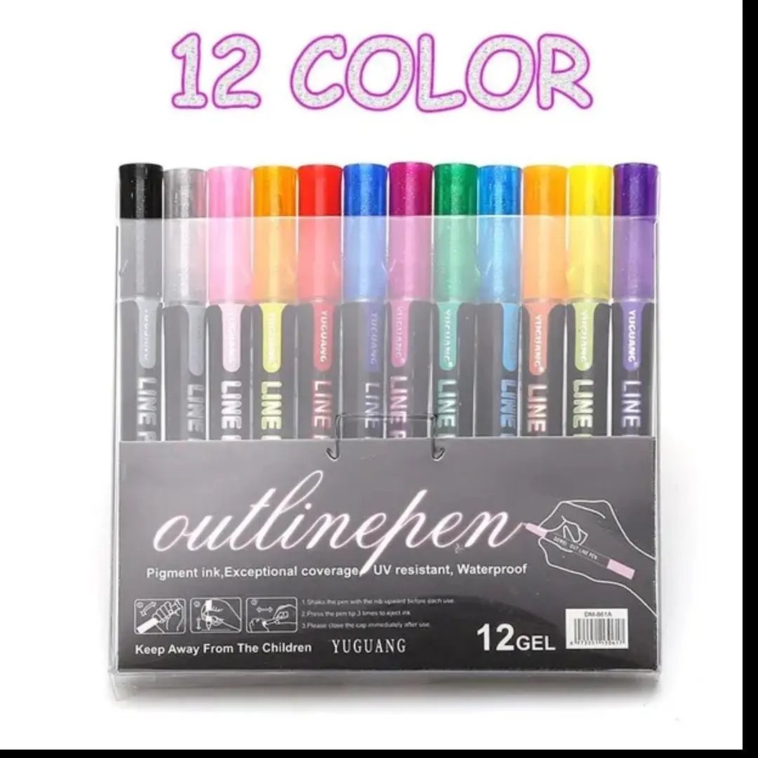 12 Colors Outline Art Markers