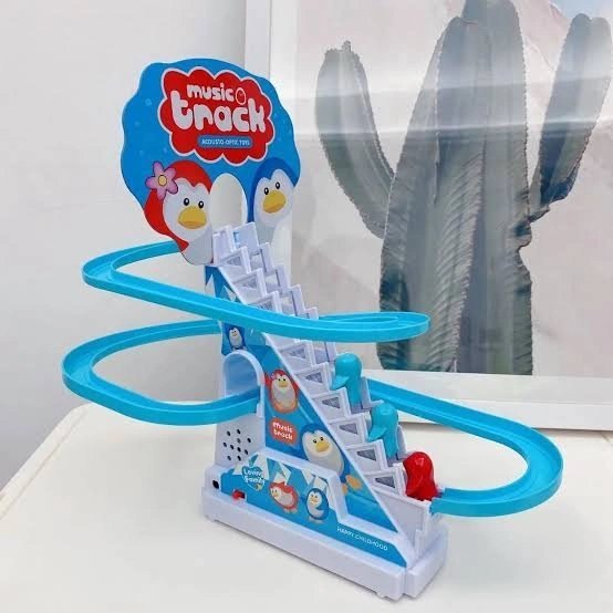 Little Penguin Climbing Stairs Music Luminous Slide Electric Track Children’s Toy