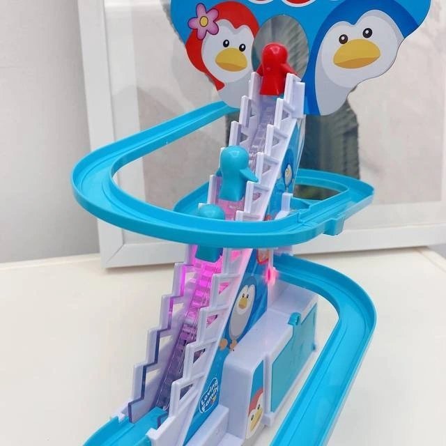 Little Penguin Climbing Stairs Music Luminous Slide Electric Track Children’s Toy