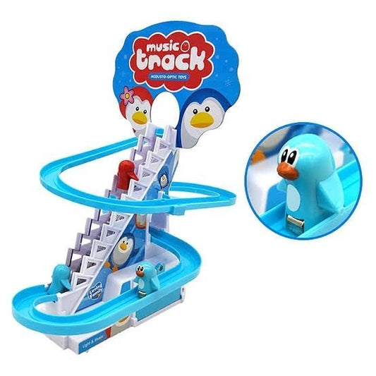 Little Penguin Climbing Stairs Music Luminous Slide Electric Track Children’s Toy