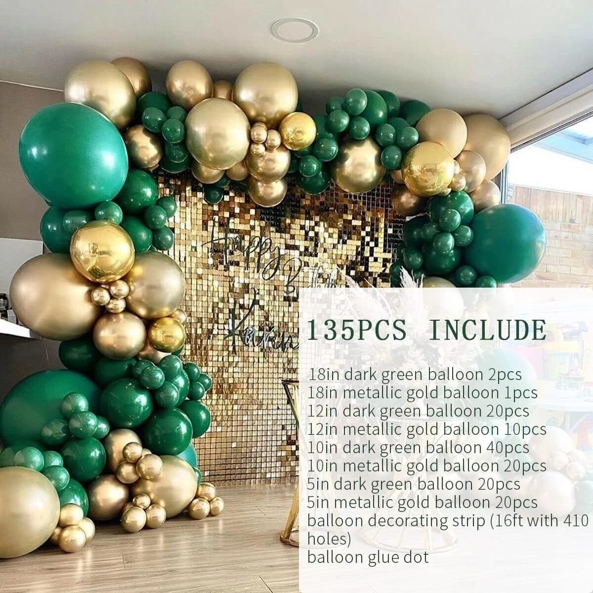 Green and Golden Balloons Decor Kit