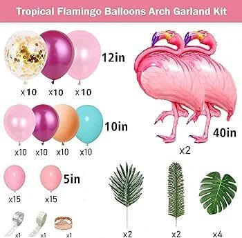 Tropical Flamingo Balloons Arch Garland Kit