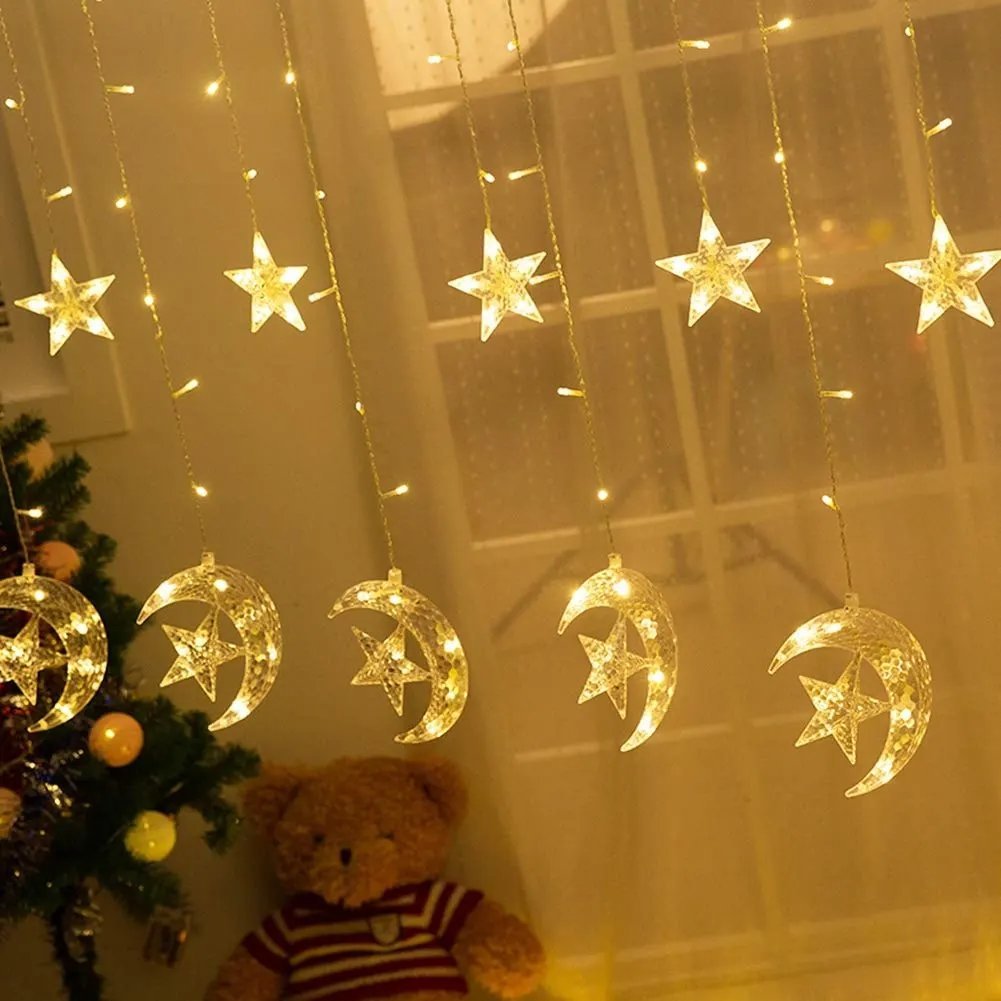 Twinkle Star and Moon Curtain Light