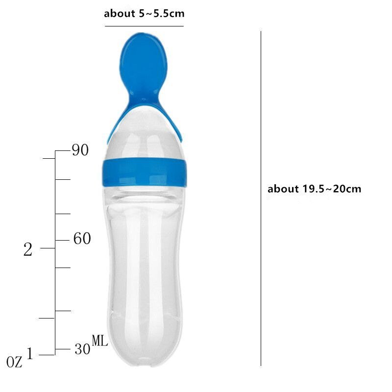 Baby Kid Squeezing Feeding Spoon, Silicone Feeding Bottle Training Spoon, Infant Cereal Food Spoon Infant Cereal Supplement