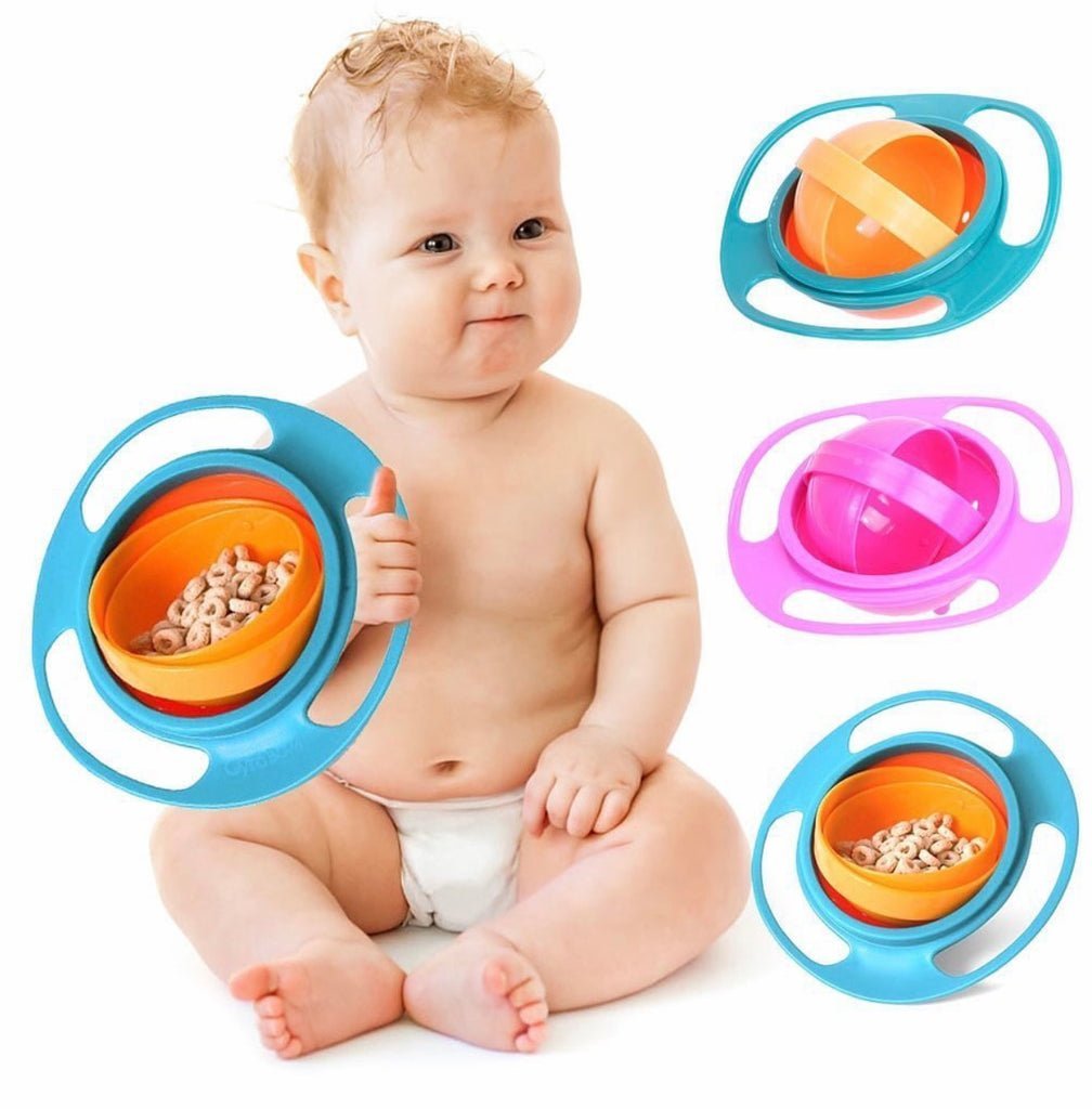 360 Degree Gyro Magic Baby Kid Anti Spill Bowl, Baby Feeding Toy Bowl, Baby Food Dinnerware, Spill-Proof Universal Gyro Bowl