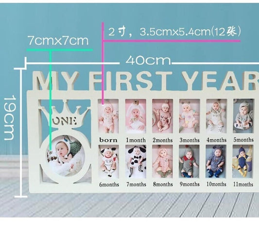 My First Year Crown Pink Photo Frame