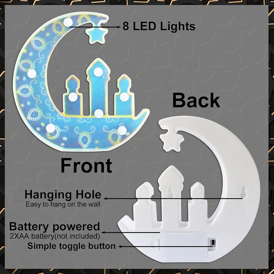 Ramadan Decor Ornament Moon LED Hanging Light for Ramzan Mubarak/EID Mubarak Decoration for Home