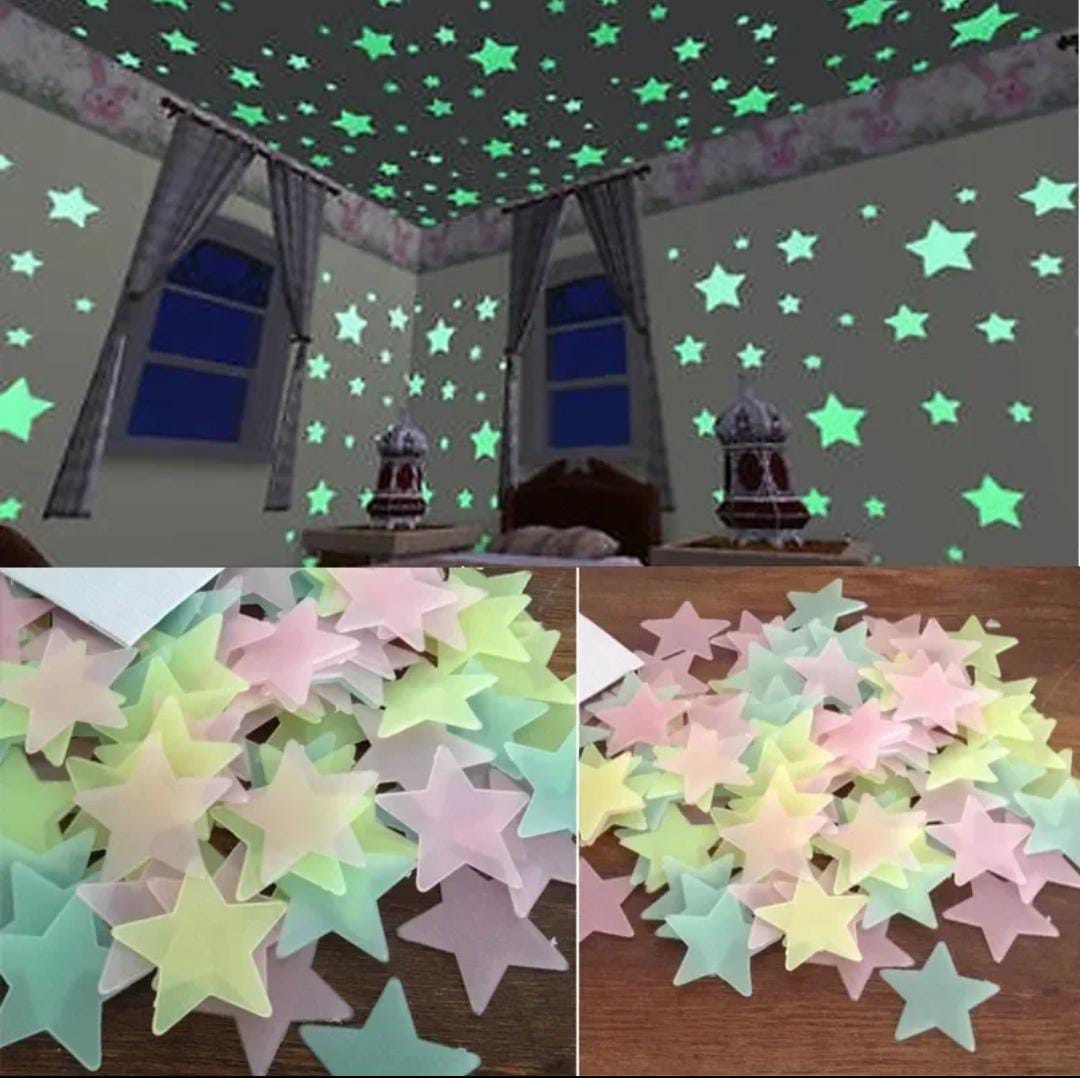 Pack of 200 - 3D Luminous Glowing Stars