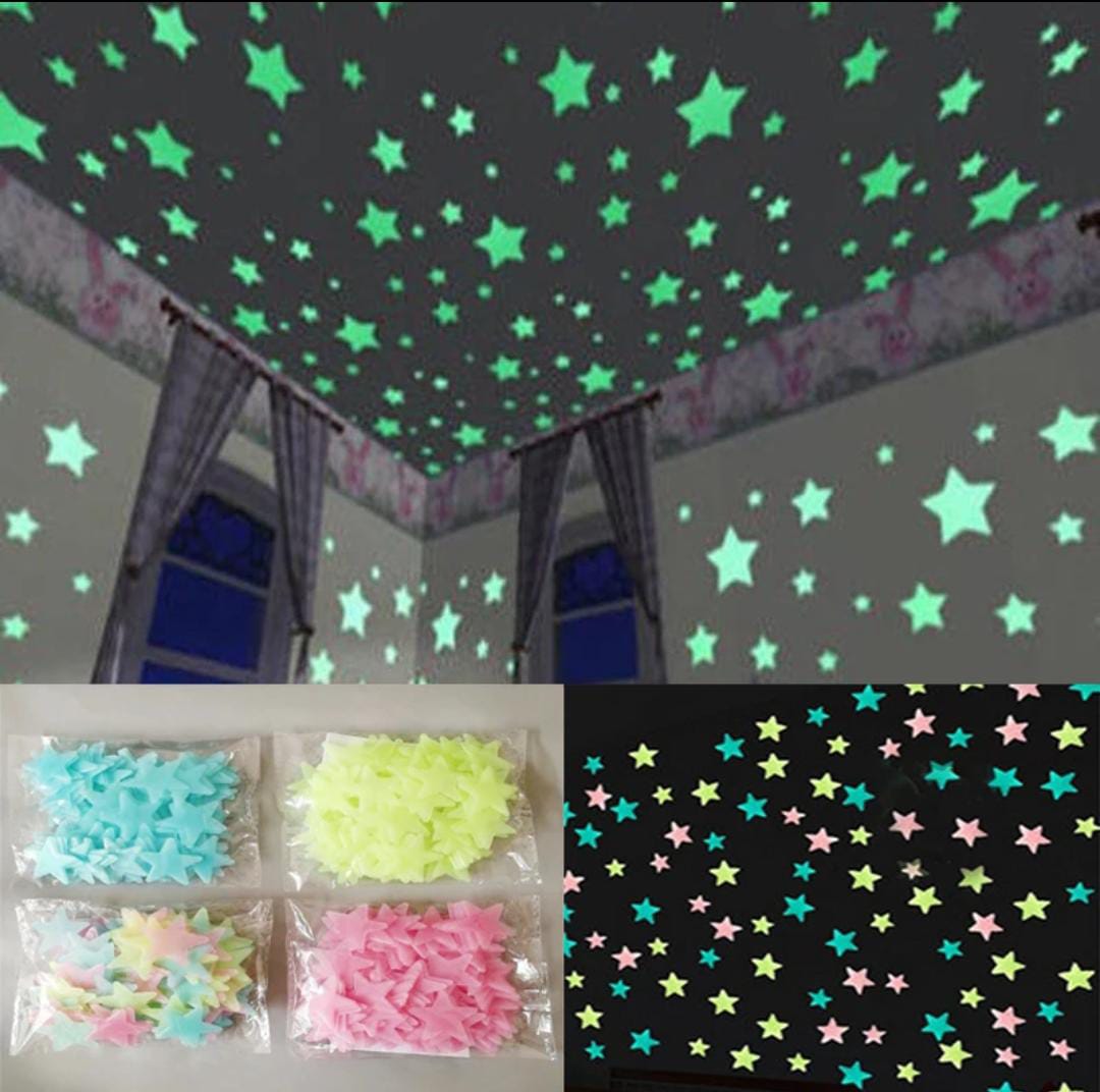 Pack of 200 - 3D Luminous Glowing Stars