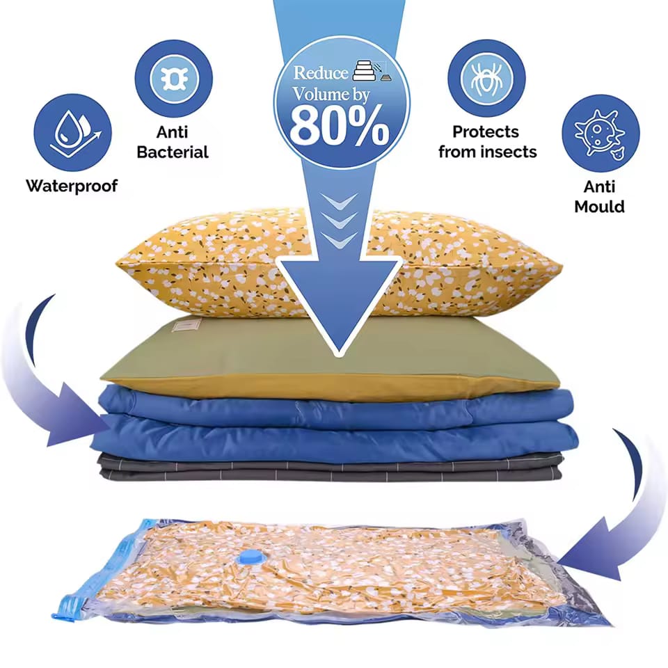 Vacuum Storage Space Saver Bags Reusable Double Seal Zip Lock