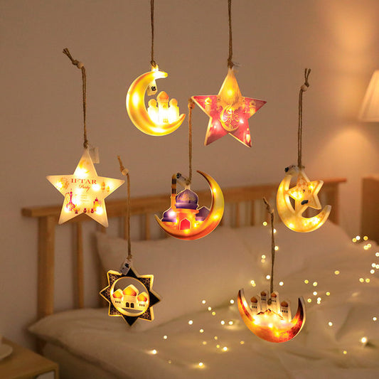 Ramadan/ EID Mubarak LED Light 'Round Shape Mosque' Hanging Lamp Ornaments Decoration Supplies