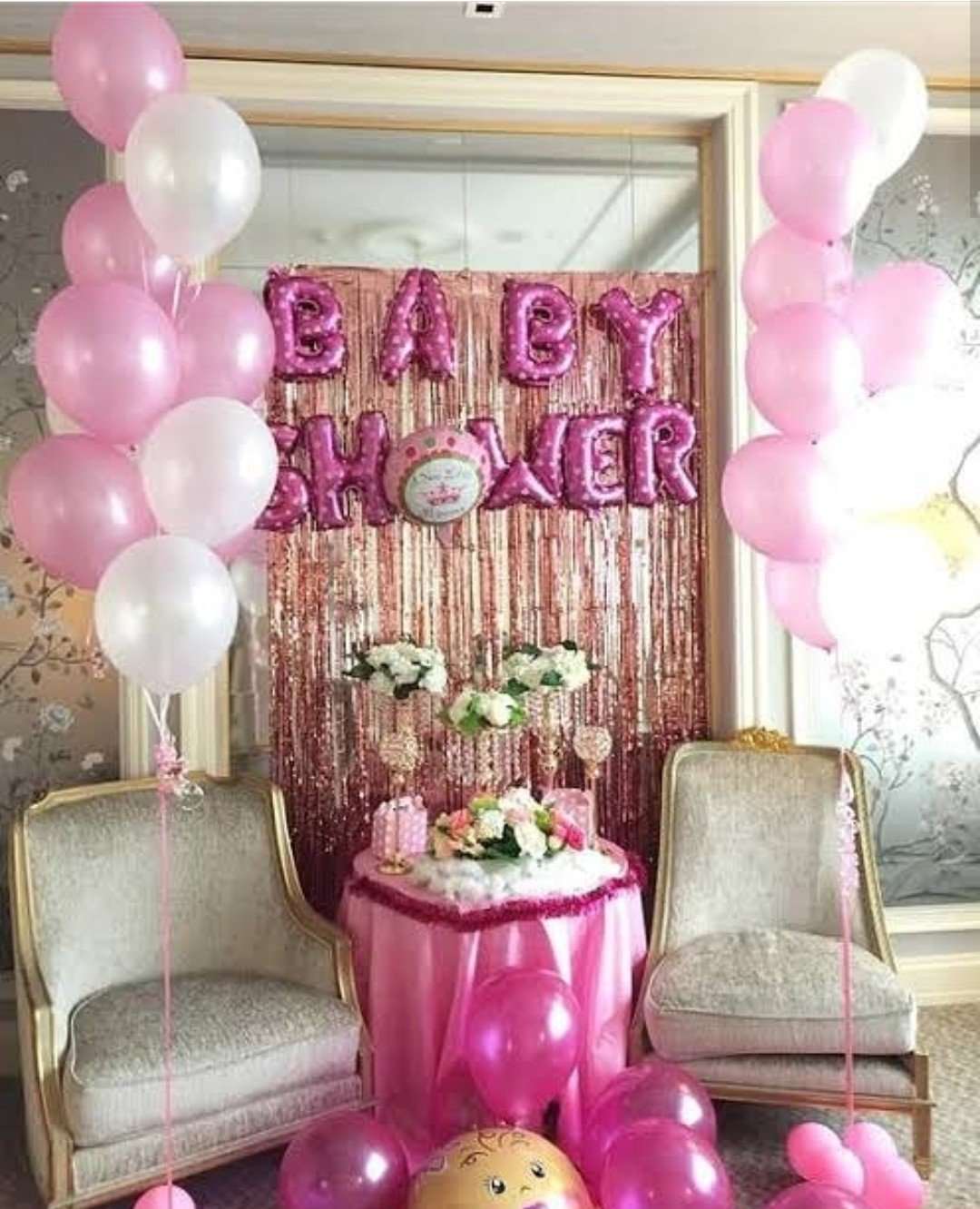 Bany girl announcement/ baby shower pink balloons