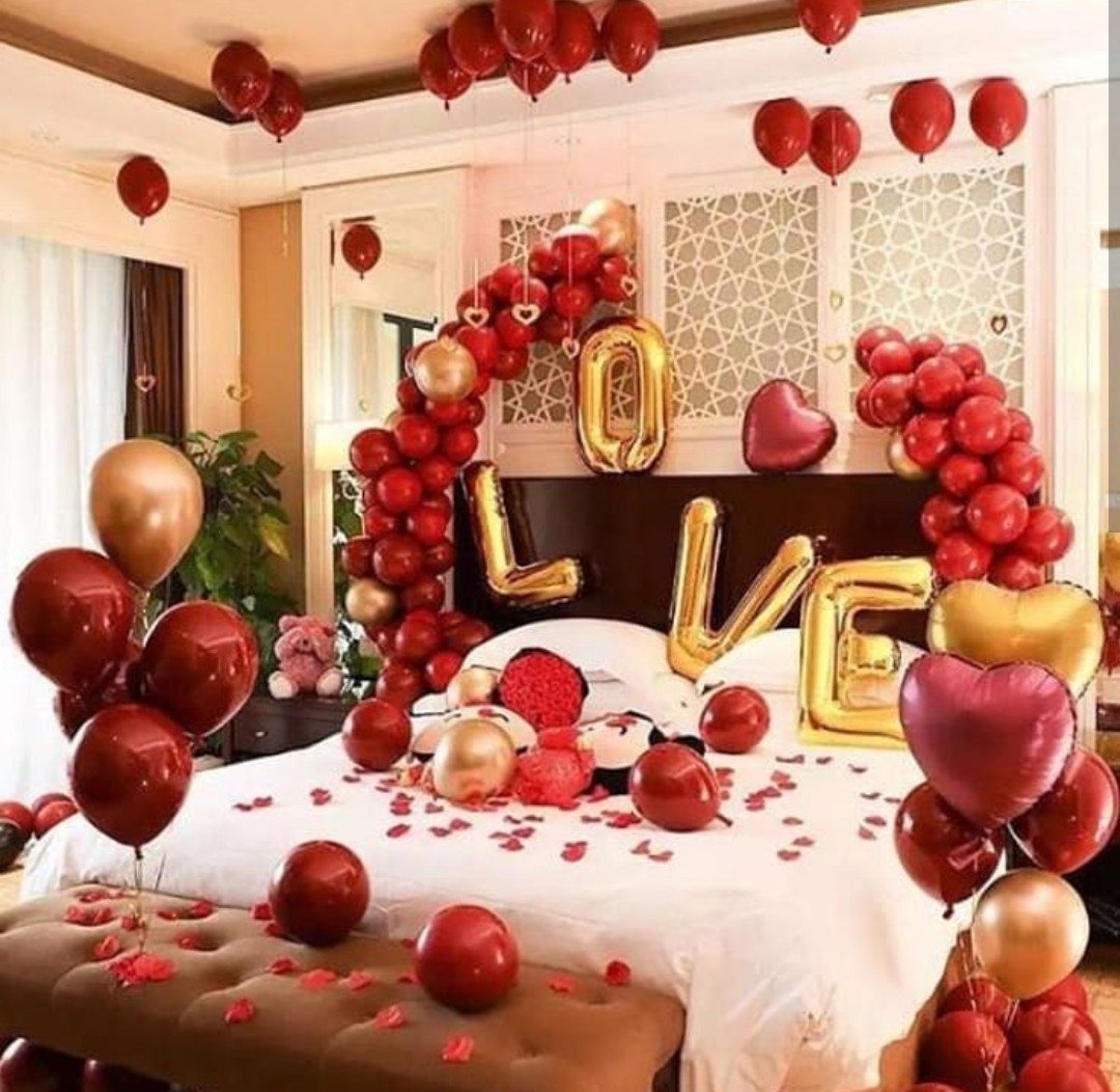 4 Letters "Love" Balloons Red And Golden Decor Package