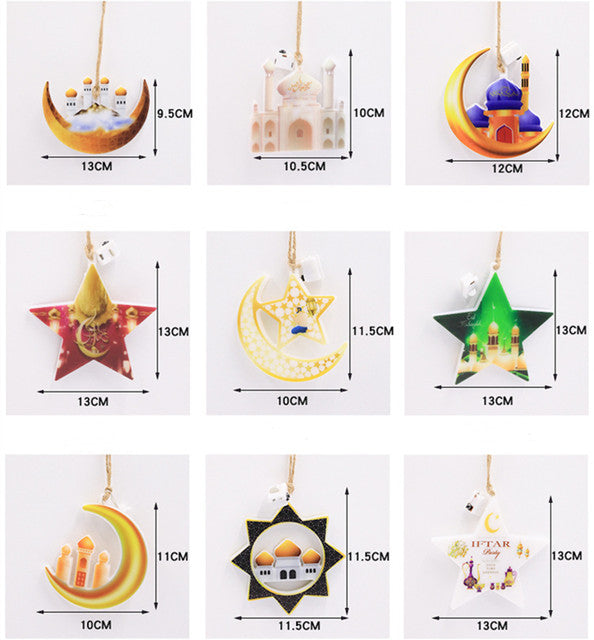 Ramadan/ EID Mubarak LED Light 'Moon Star Yellow' Hanging Lamp Ornaments Decoration Supplies