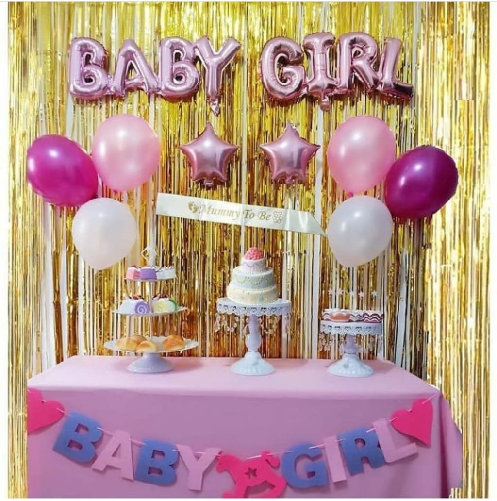 Baby girl announcement/ Baby shower pink balloons