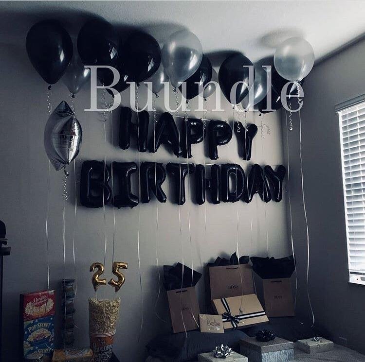 ''Happy Birthday'' Black Foil Balloons For Party Decor Deal Buundle
