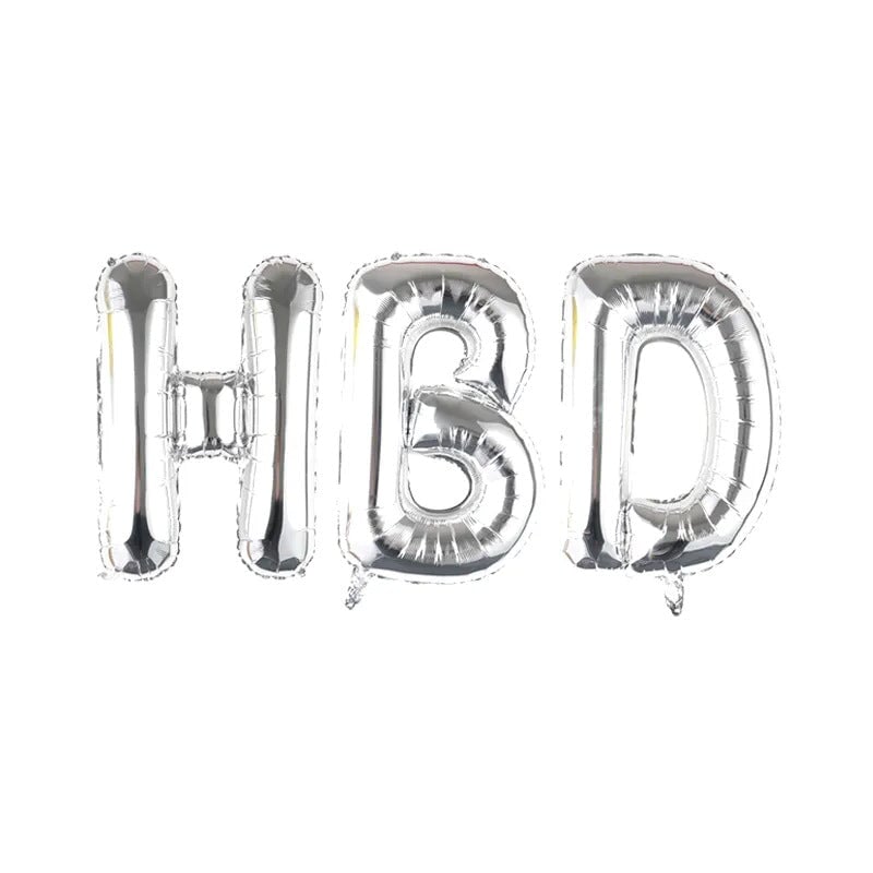 "HBD" foil balloons Buundle Silver