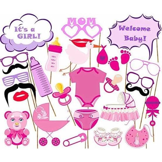 Baby Shower Decorations Kit,It's A Girl Baby Shower Party Photo Booth Props Kits on Sticks