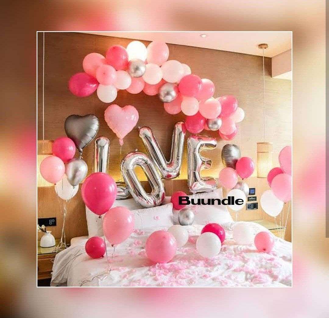"Love" Pink And Silver Balloons Decor Deal Buundle