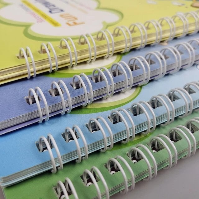 Pack of 4 Reusable Sank Magic Books for kids with Magic Pen - Educational and Learning Gift Buundle