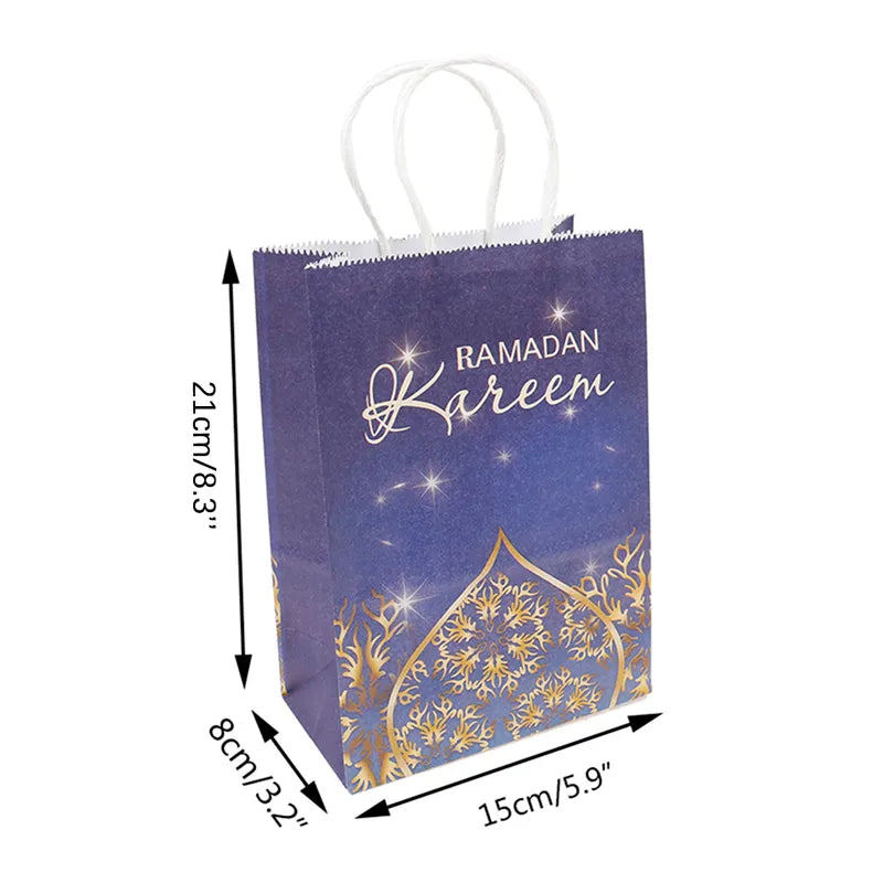 12 pcs /Set Purple Mosque Design Ramadan Mubarak Treat / Goody Bags Ramadan Party Favor Bags for Ramadan Giveaways