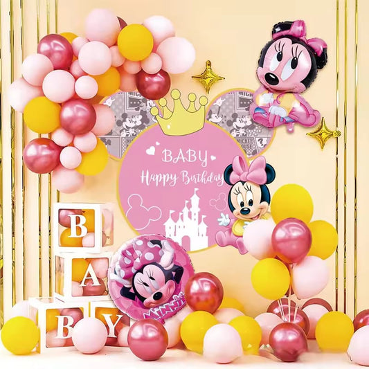 53Pcs Disney Mickey Foil Balloons Set Minnie Mouse Balloon Birthday Party Decoration Kids