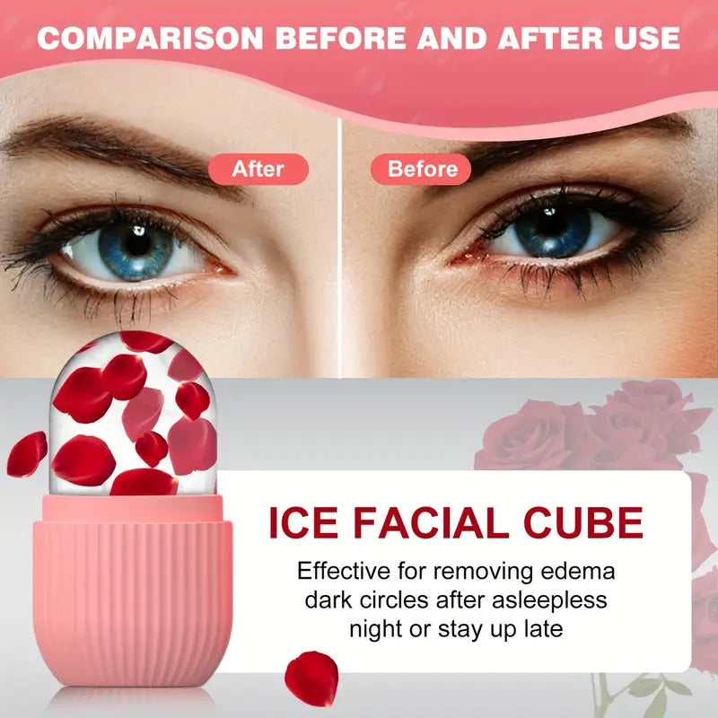Facial Beauty - Facial and Eye Ice Rollers, Silicone Skin Brightening Tool, Reusable and Relaxation