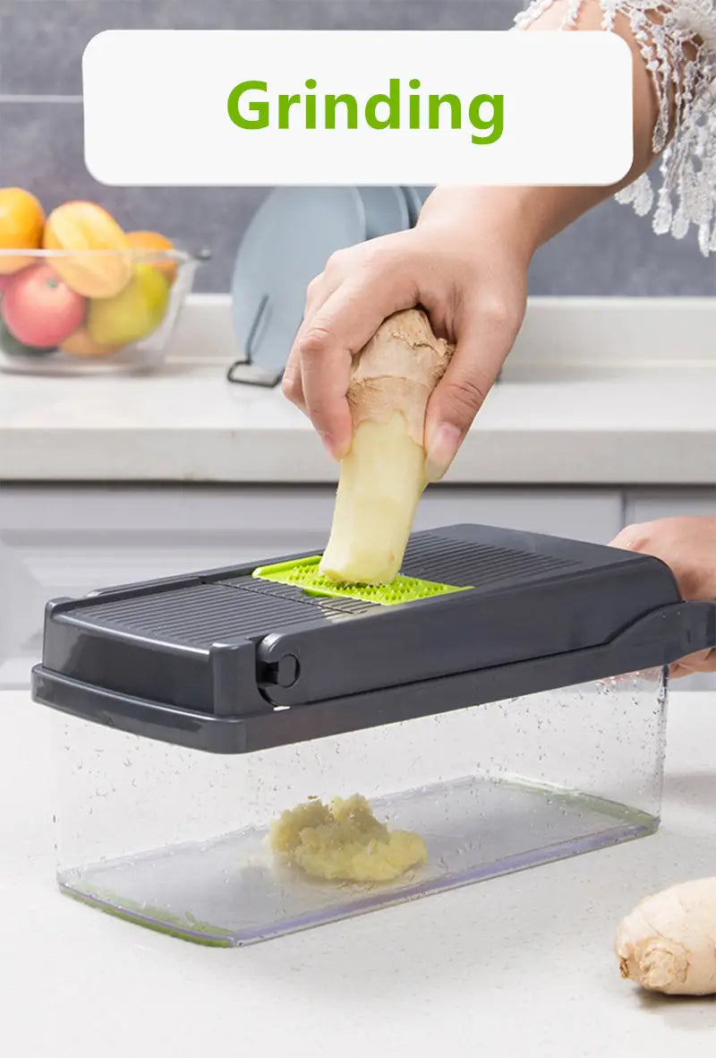 14-in-1 Manual Vegetable Chopper Slicer Dicer - Multifunctional Kitchen Tool for Onions, Potatoes, Tomatoes, Cucumbers, Carrots