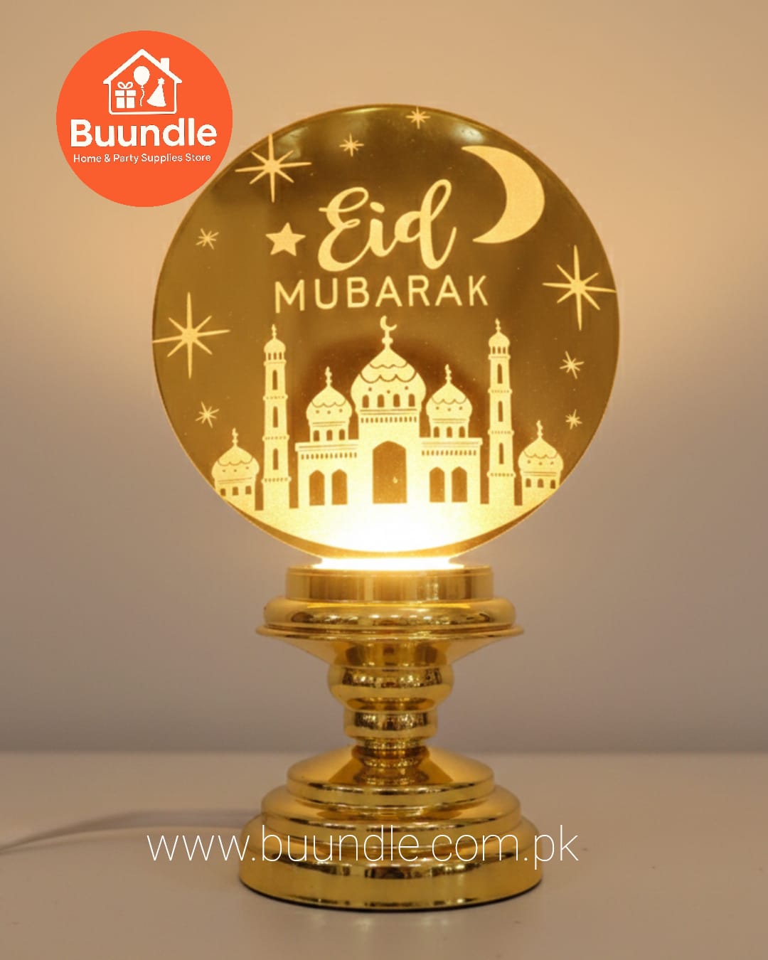 Golden Eid Mubarak LED Acrylic Decor Lamp
