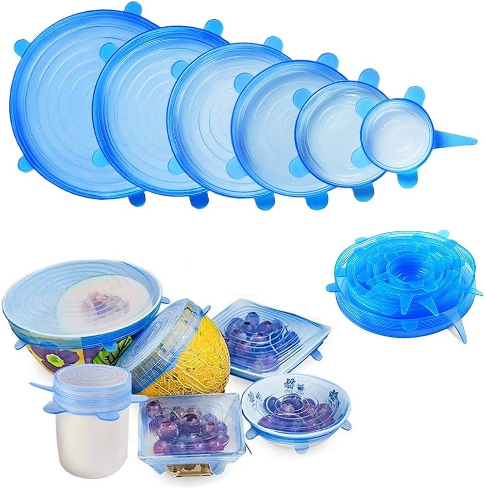 6-Pack Silicone Food Lids - Airtight, Leak-Proof & Reusable Container Covers