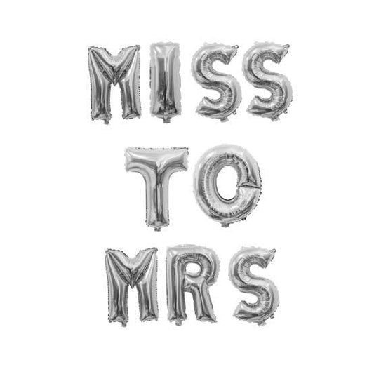 "Miss to Mrs" Foil Balloons In Golden/ Silver Color