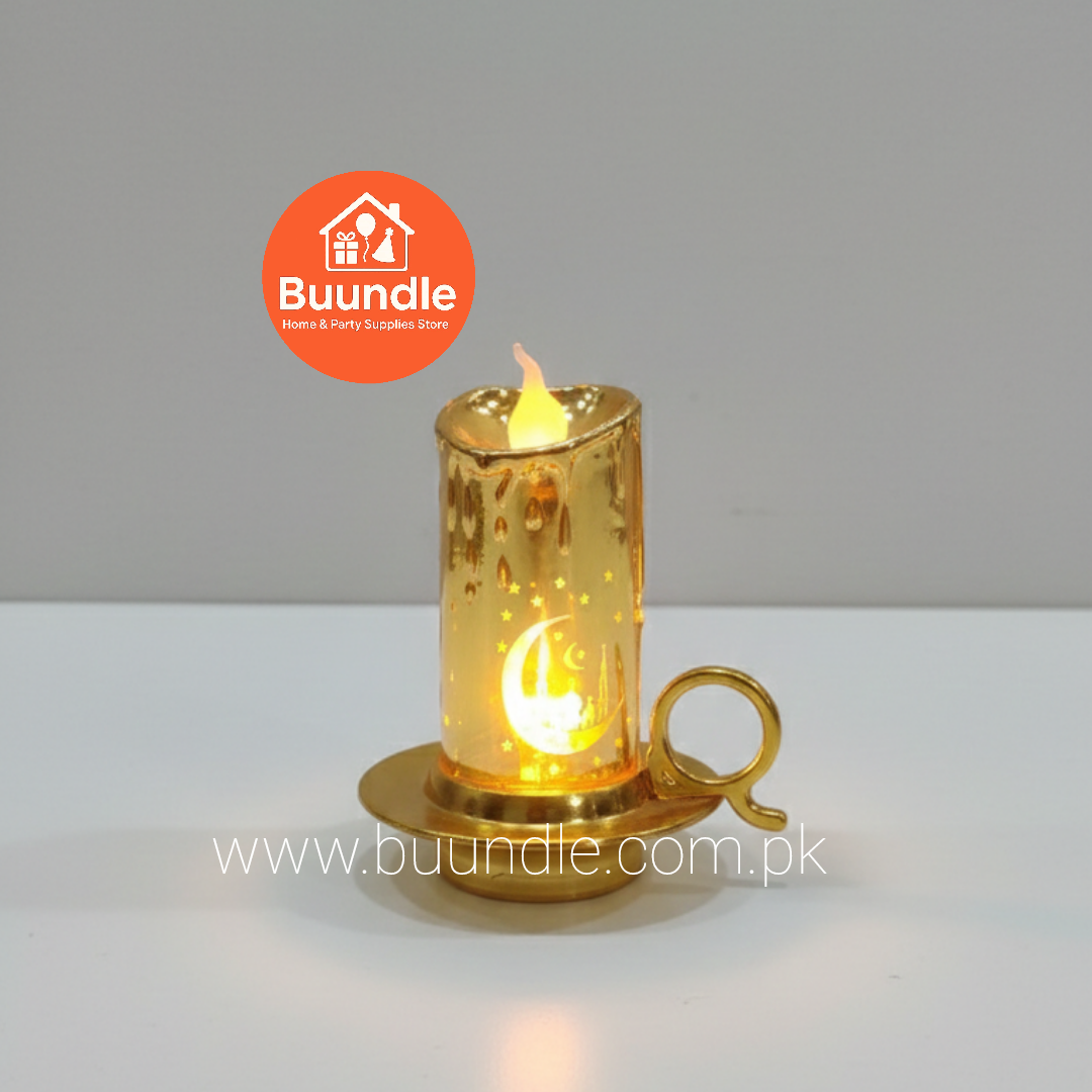 Decorative LED Candle with Crescent Moon Silhouette