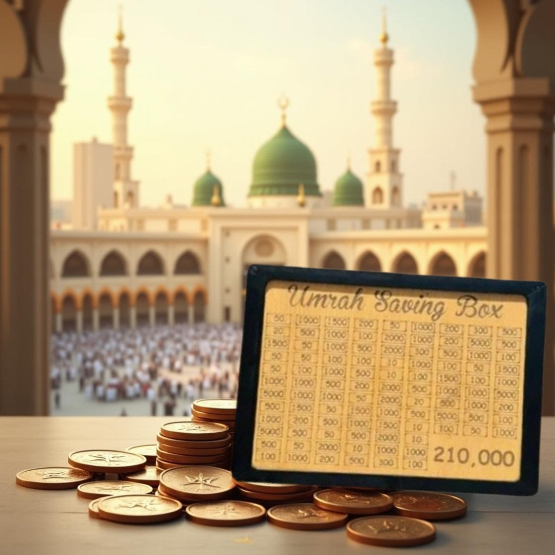 Umrah Saving Box - 280 Days Savings Plan | Islamic Halal Money Jar for Hajj & Umrah | Daily Pilgrimage Savings Tracker | Wooden Savings Box for Muslims