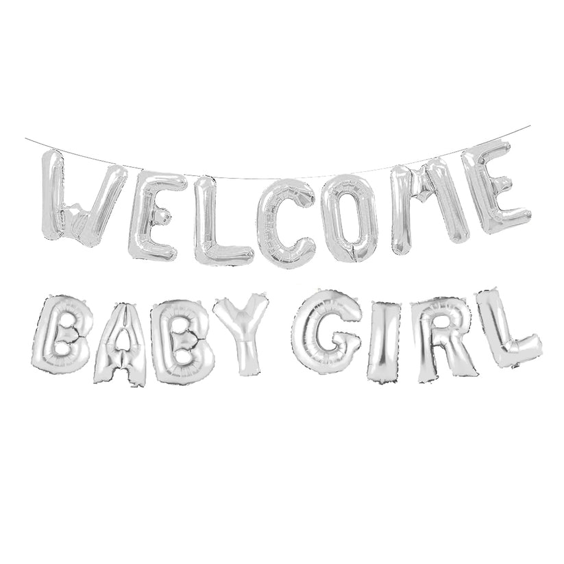 Welcome Baby Girl Foil Balloons