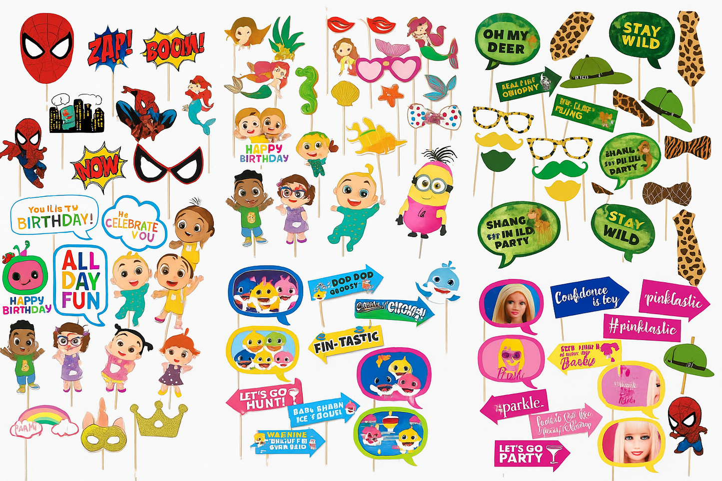 10pcs Cartoon Props for Theme Kids Birthday party