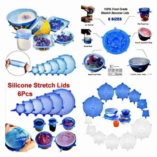 6-Pack Silicone Food Lids - Airtight, Leak-Proof & Reusable Container Covers
