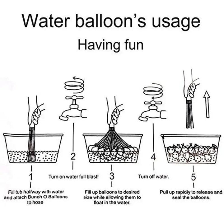 111pc Water Balloons Set - Quick Fill in 60 seconds - Fast and Fun Water Games