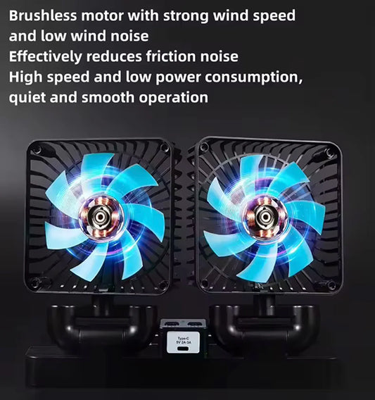 Rechargeable Dual Solar Fan, Small Cooling Ventilator, Rechargeable Outdoor Fan