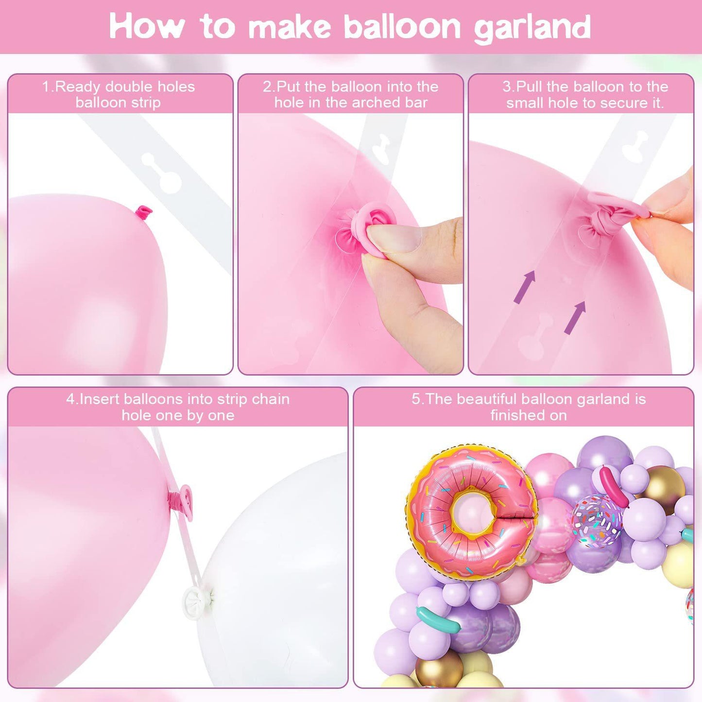 HBD Donut & Ice-cream Theme Balloon Garland Set For Candyland Birthday Decoration and Party Celebrations