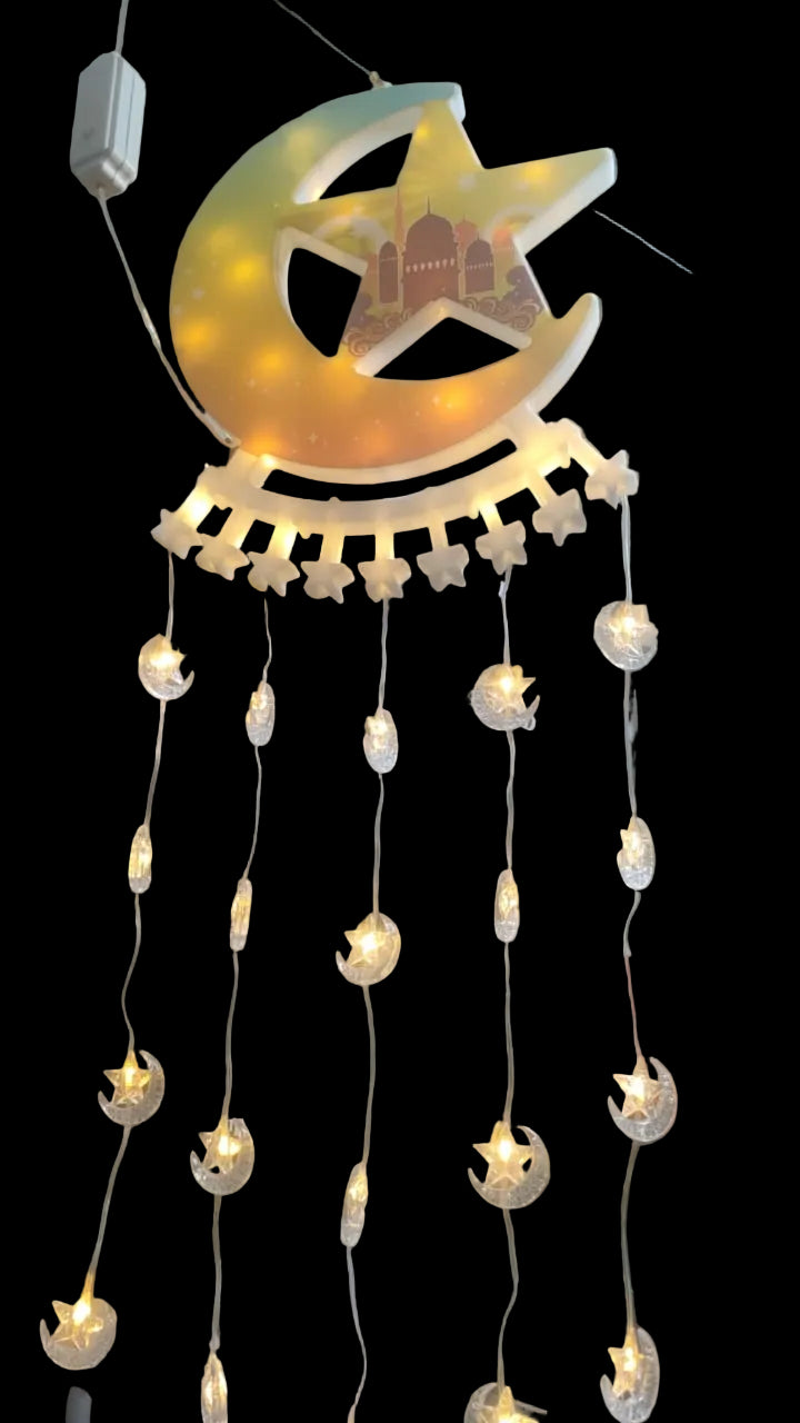 Ramadan/Eid Mubarak Star & Moon Hanging with lights
