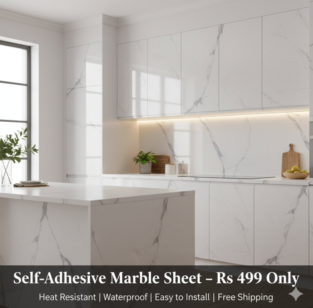 Self Adhesive White & Black Marble Sheet Sticker For Kitchen, Cupboard – Anti Oil And Heat Resistant Wallpaper
(60cmx200cm)
