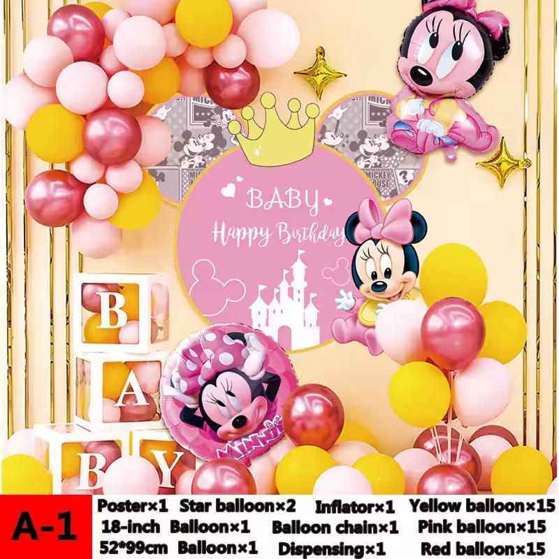 53Pcs Disney Mickey Foil Balloons Set Minnie Mouse Balloon Birthday Party Decoration Kids