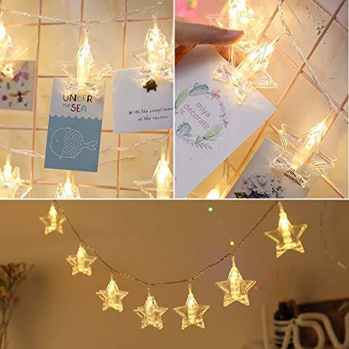 Star Shaped Photo Clips String Lights
